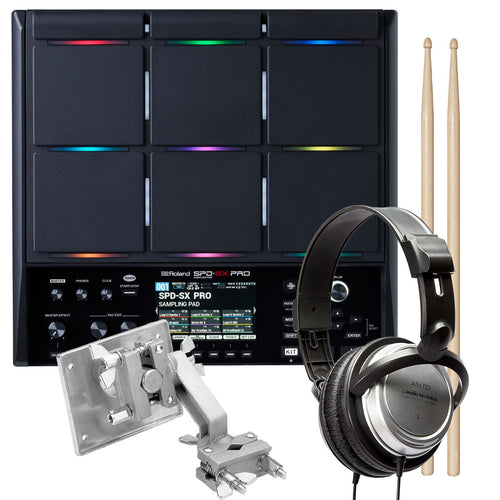 Collage of the components in the Roland SPD-SX PRO Sampling Pad BONUS PAK bundle