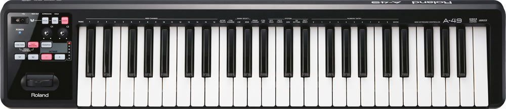 Roland A-49 MIDI Controller Keyboard - Black STAGE ESSENTIALS BUNDLE –  Kraft Music