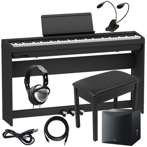 Collage image of the Roland FP-30X Digital Piano - Black COMPLETE HOME BUNDLE PLUS