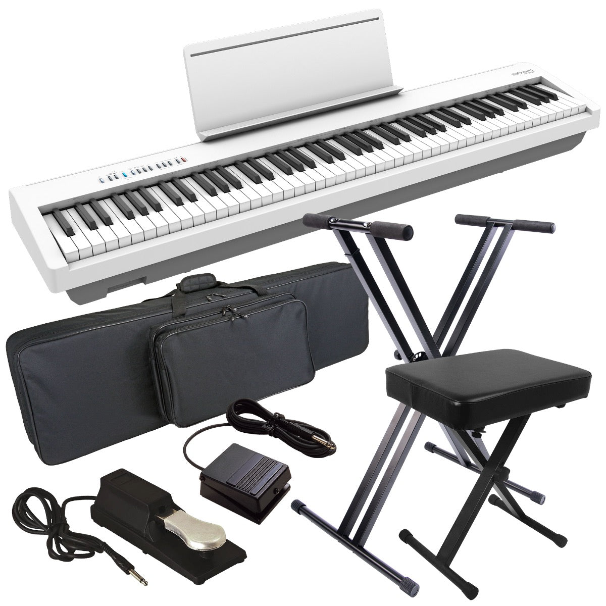 Roland FP-10 88-Key Digital Piano, Bundle with Keyboard Stand, Keyboard &  Piano Bench, Sustain Pedal, Closed-Back Studio Monitor Headphones