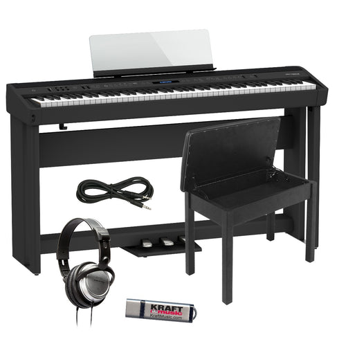 Collage image of the Roland FP-90X Digital Piano - Black COMPLETE HOME BUNDLE