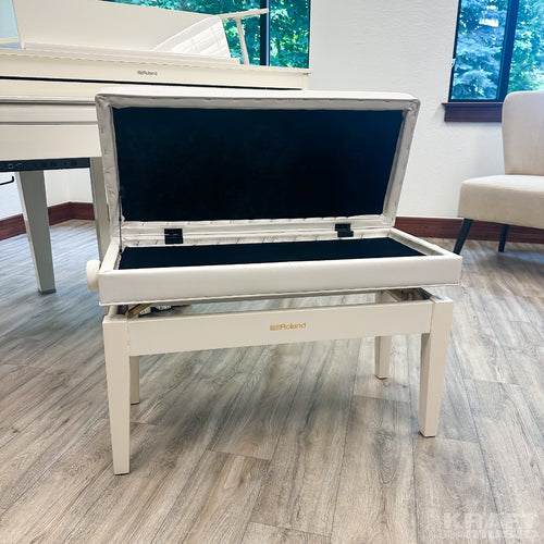 Roland GP-6 Digital Grand Piano - Polished White - Bench open