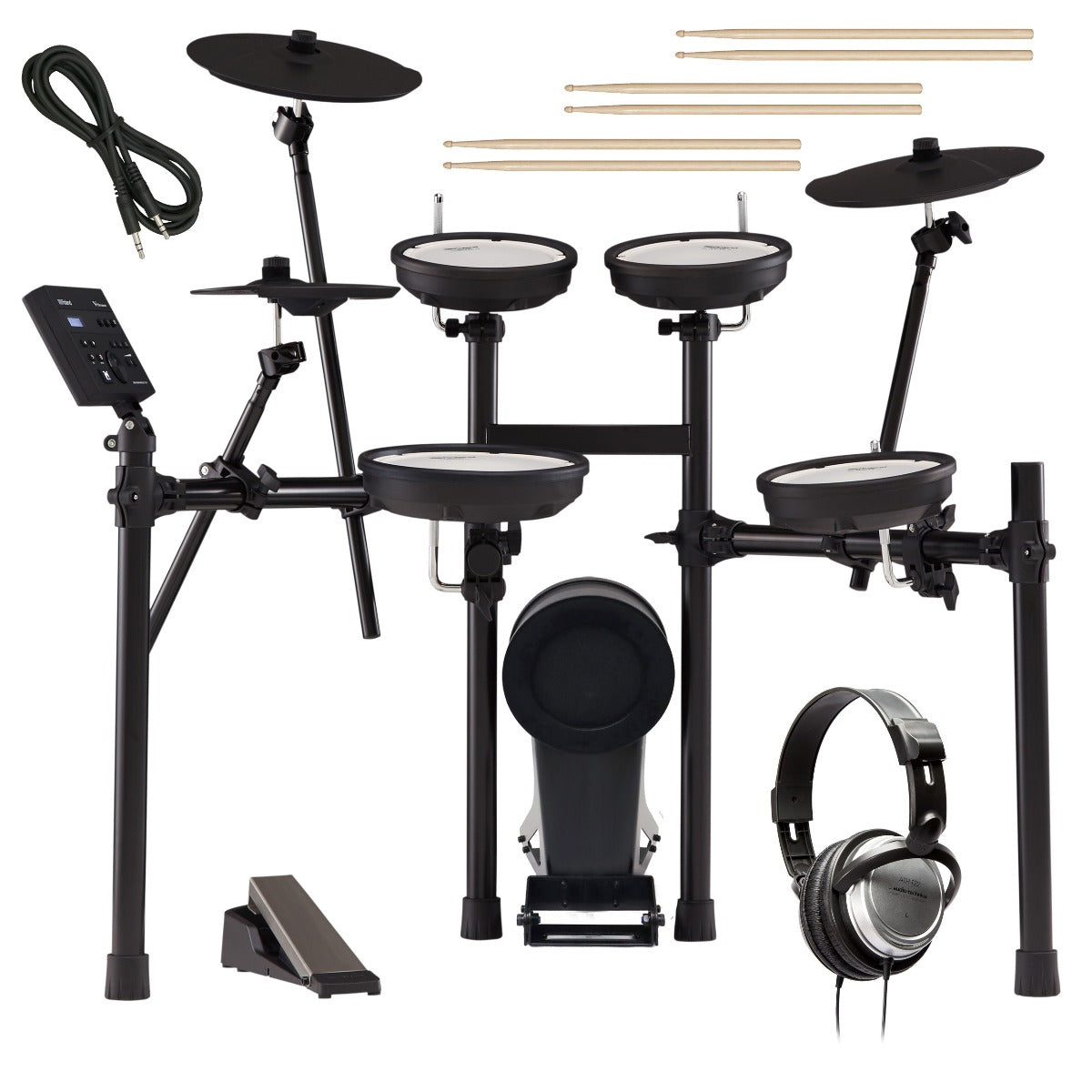 Collage image of the Roland TD-07KV V-Drums Electronic Drum Set BONUS PAK