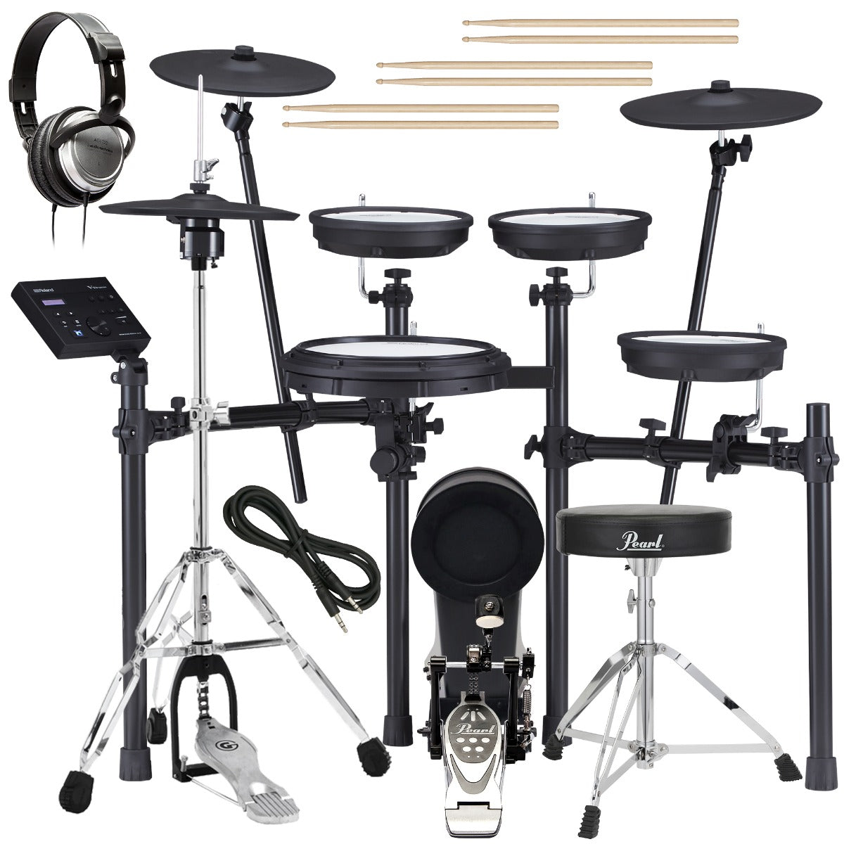 Roland TD-07KVX V-Drums Electronic Drum Set DRUM ESSENTIALS BUNDLE