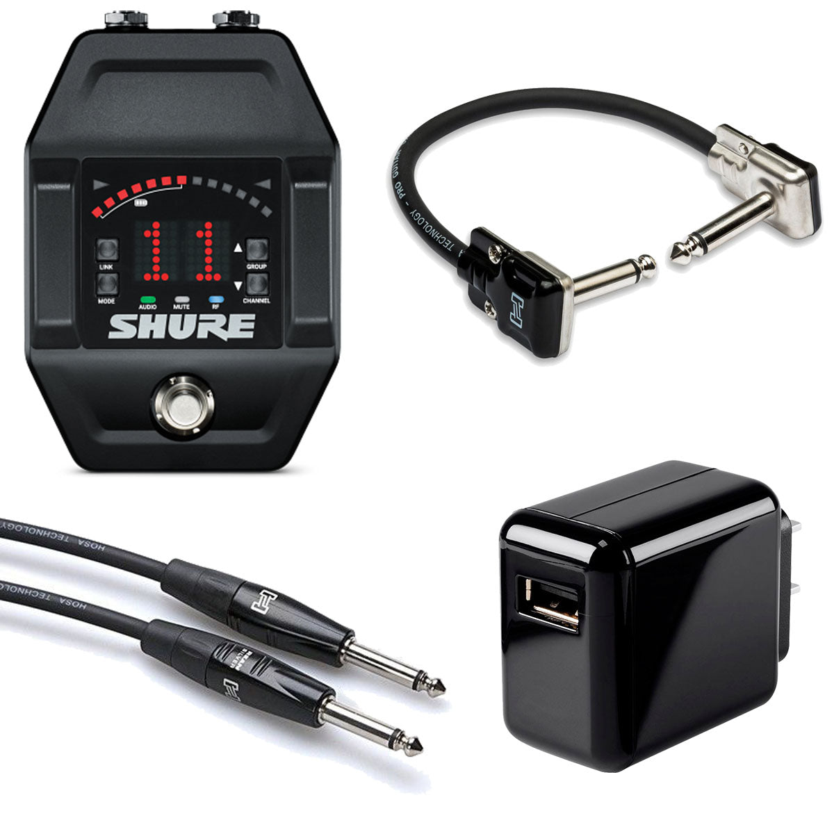 Collage image of the Shure GLXD16+ Gtr Pedal System CABLE KIT