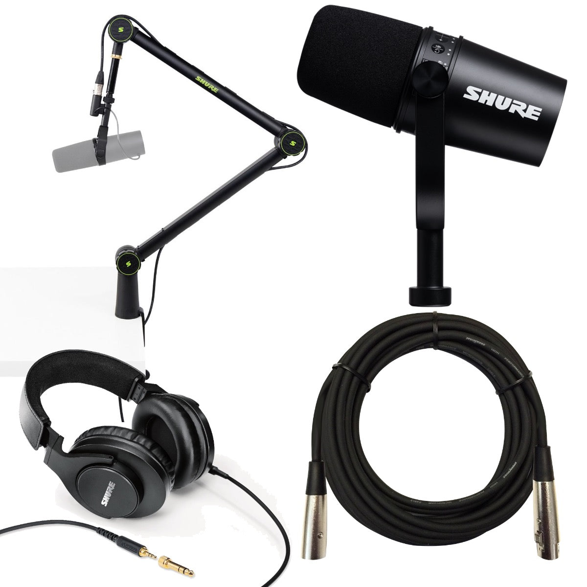 Shure SRH440A+MV7-K Black MV7 Podcast Microphone and SRH440A Studio  Headphones