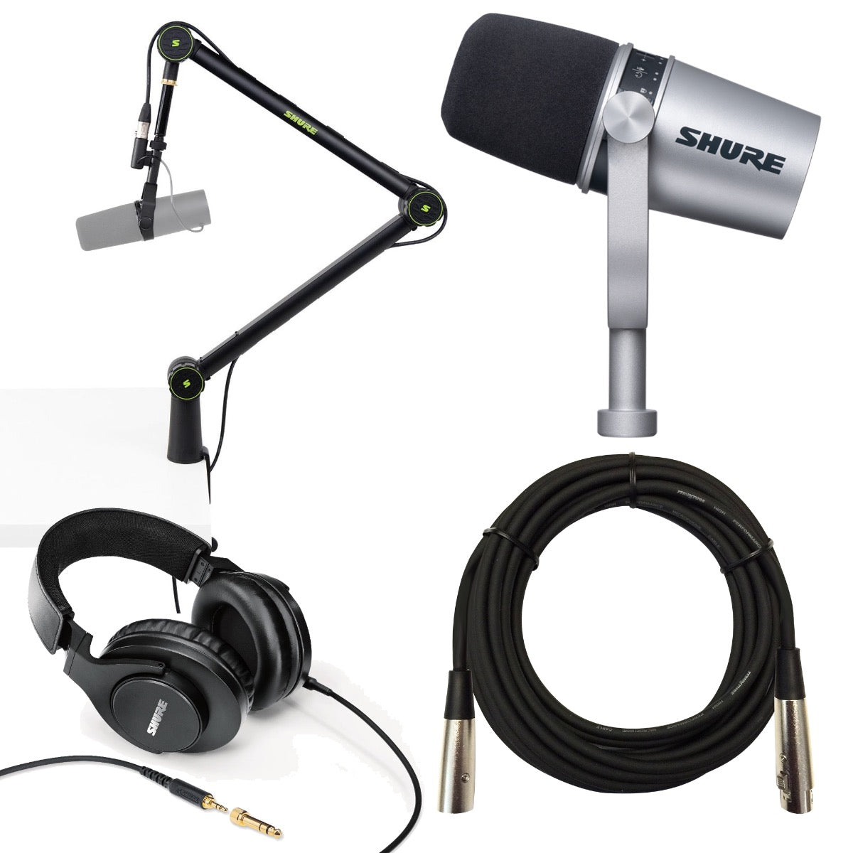 Shure MV7 Podcast Microphone - Silver STUDIO KIT