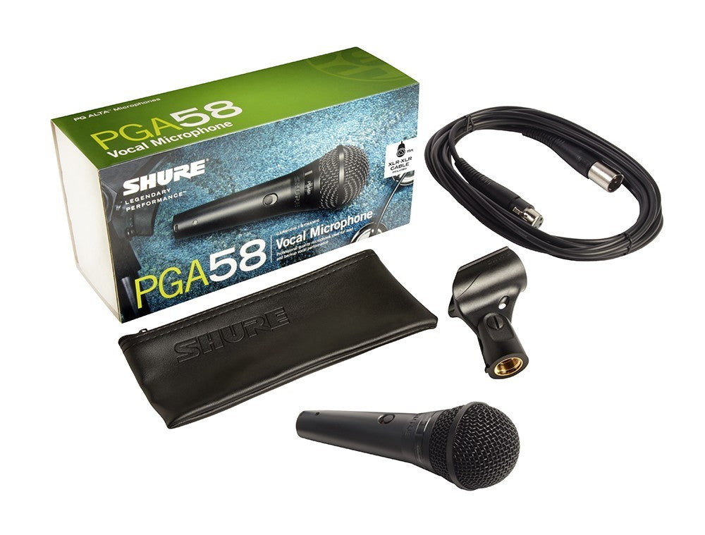 SHURE PGA58 ダイナミックマイク +XLR-XLR CABLE付き Shure PGA58 Cardioid Dynamic Vocal Microphone with XLR Cable