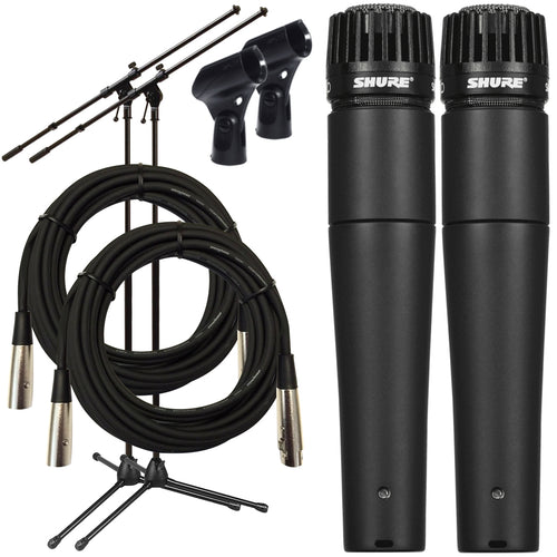 Collage of the Shure SM57-LC Dynamic Instrument Microphone TWIN PERFORMER PAK