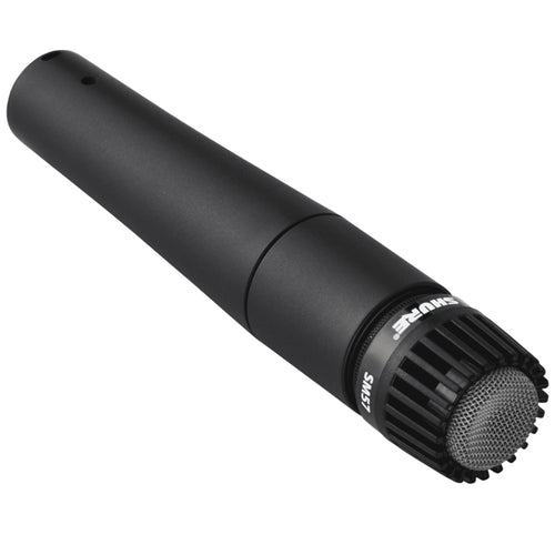 Front angle view of the Shure SM57-LC Dynamic Instrument Microphone