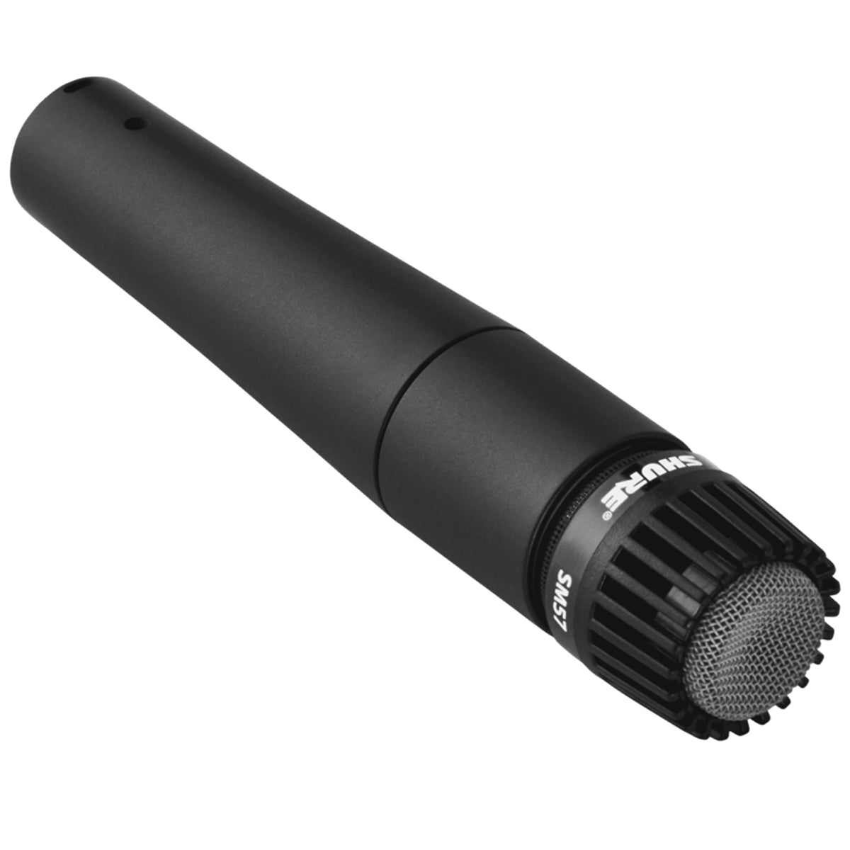 Front angle view of the Shure SM57-LC Dynamic Instrument Microphone