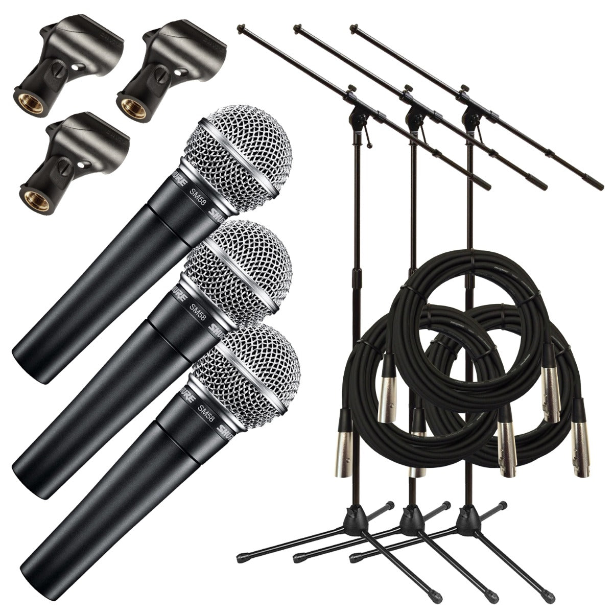 Shure SM58-LC Dynamic Vocal Microphone TRIPLE PERFORMER PAK – Kraft Music