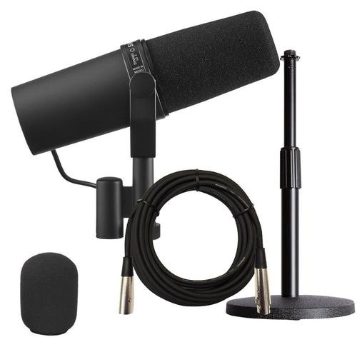 Collage of items in Shure SM7B Dynamic Vocal Microphone  BONUS PAK