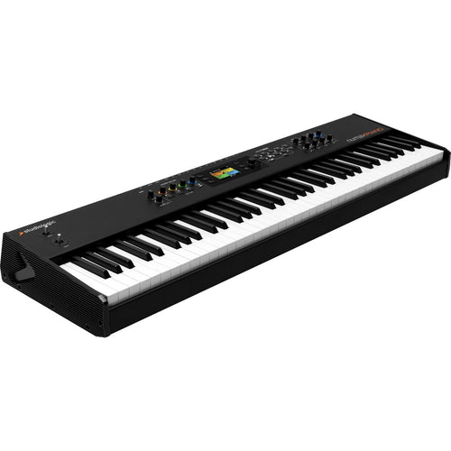 3/4 view of Studiologic Numa X Piano 73 showing top, front and left side