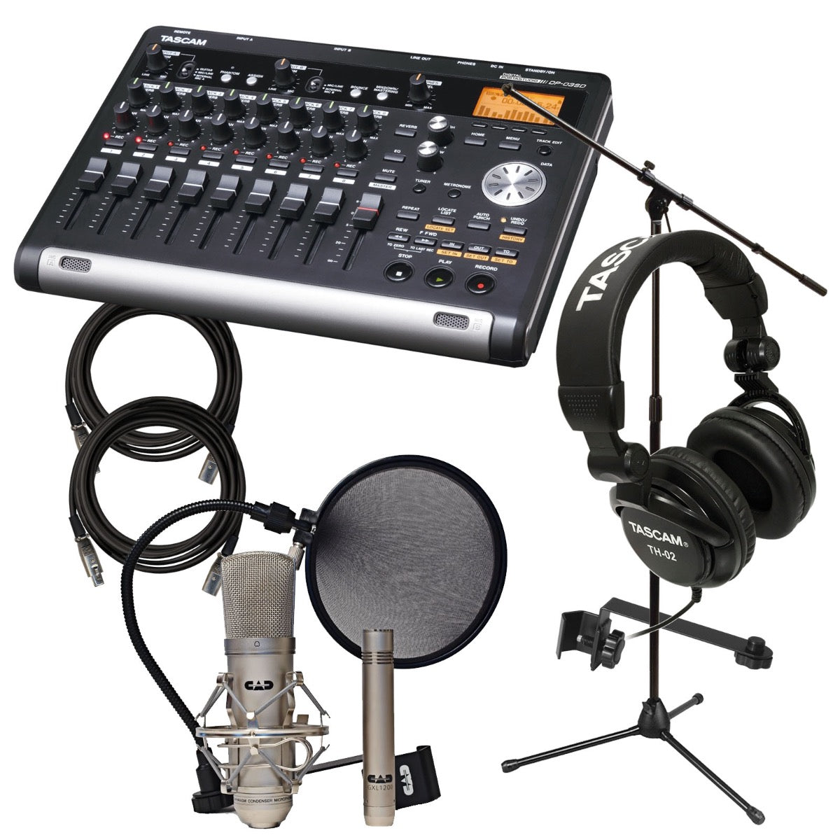 TASCAM DP-03SD Digital Portastudio STUDIO ESSENTIALS BUNDLE