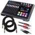 Collage showing components in Tascam Mixcast 4 Podcast Station CABLE KIT