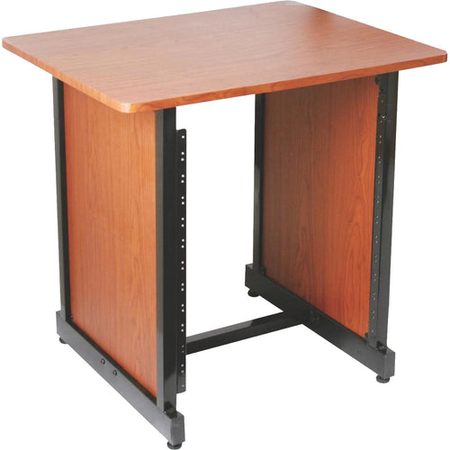 3/4 view of On-Stage WSR7500RB Rack Cabinet - Rosewood/Black showing top, front and left side