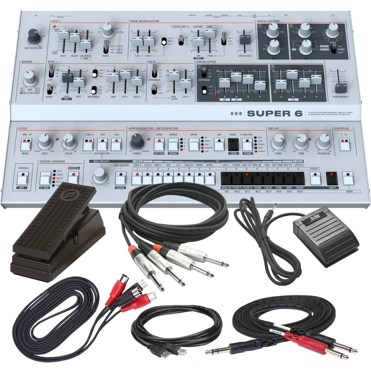 UDO Audio Super 6 Desktop 12-Voice Polyphonic Synthesizer CABLE KIT