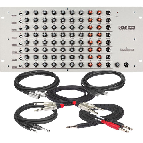 Bundle collage image of Vermona DRM1 MKIV Analog Drum Synthesizer CABLE KIT bundle