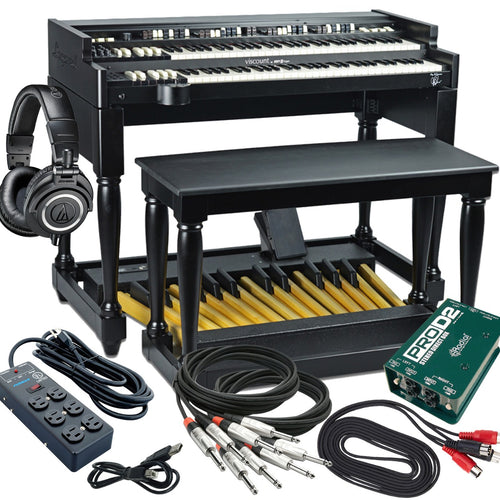 Collage of the Viscount Legend Joey DeFrancesco Signature Organ COMPLETE HOME BUNDLE