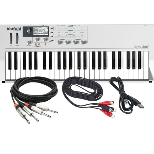 Collage showing components in Waldorf Blofeld Keyboard Synthesizer CABLE KIT
