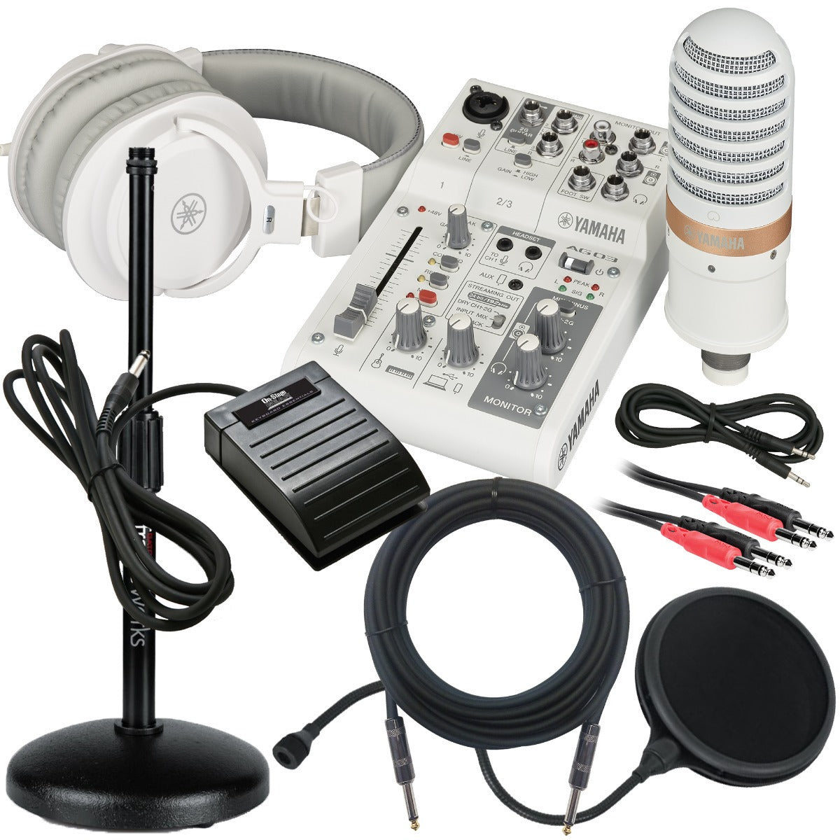 Yamaha AG03 MK2 Live Streaming Pack - White PERFORMER KIT – Kraft