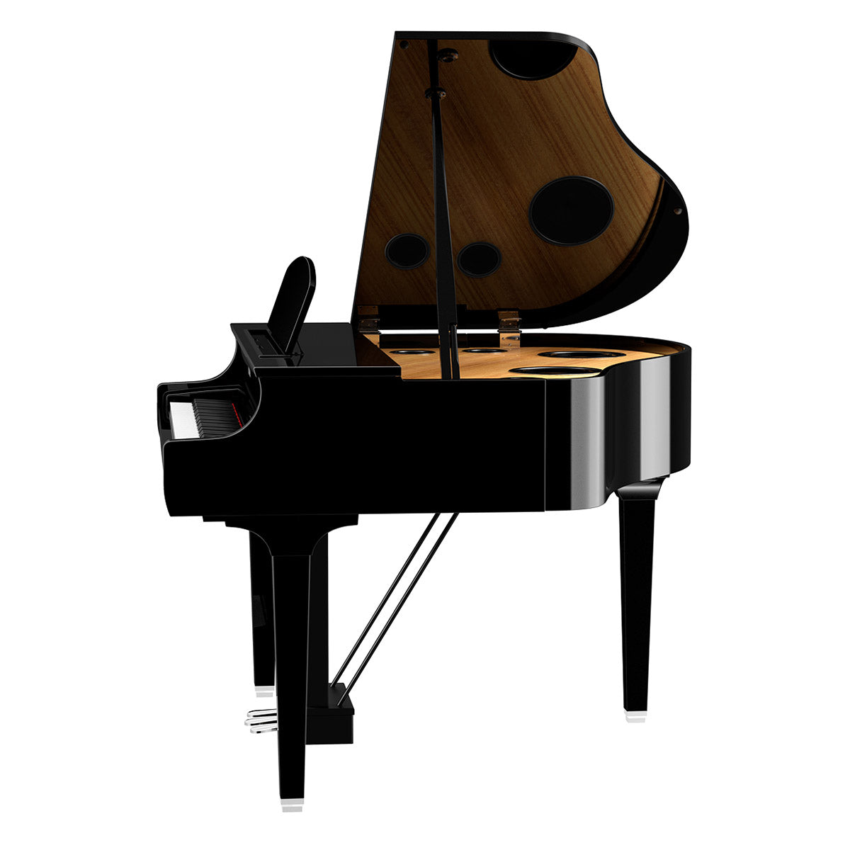 Perspective view of Yamaha Clavinova CLP-795GP Digital Piano - Polished Ebony showing right side and top