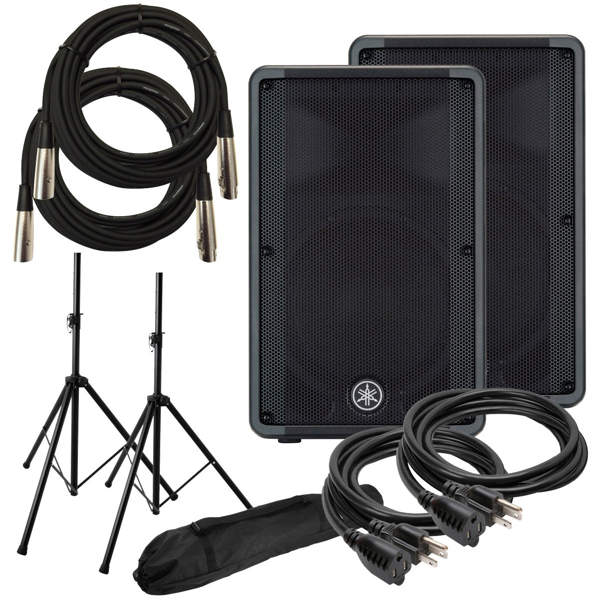 Yamaha DBR12 Powered PA Speaker AUDIO ESSENTIALS BUNDLE Kraft Music