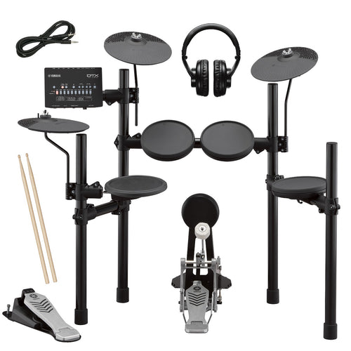 Collage image of the Yamaha DTX452K Electronic Drum Set BONUS PAK