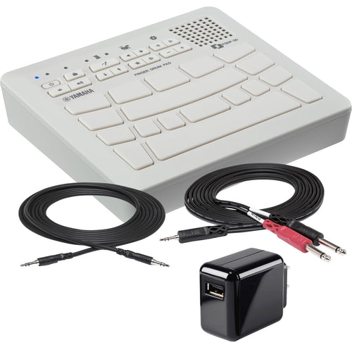 Collage showing components in Yamaha FGDP-30 Finger Drum Pad POWER & CABLE KIT