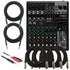 Collage of the components in the Yamaha MG10X 10-Input Stereo Mixer with Effects CABLE KIT bundle