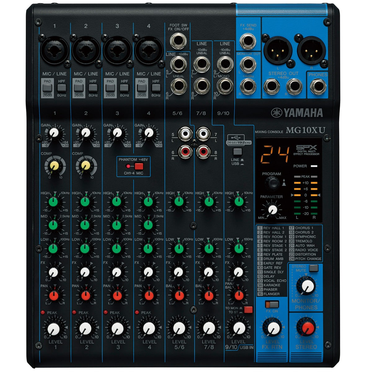 Yamaha MG10XU 10-Channel Compact Stereo Mixer and USB Audio Interface - View 1