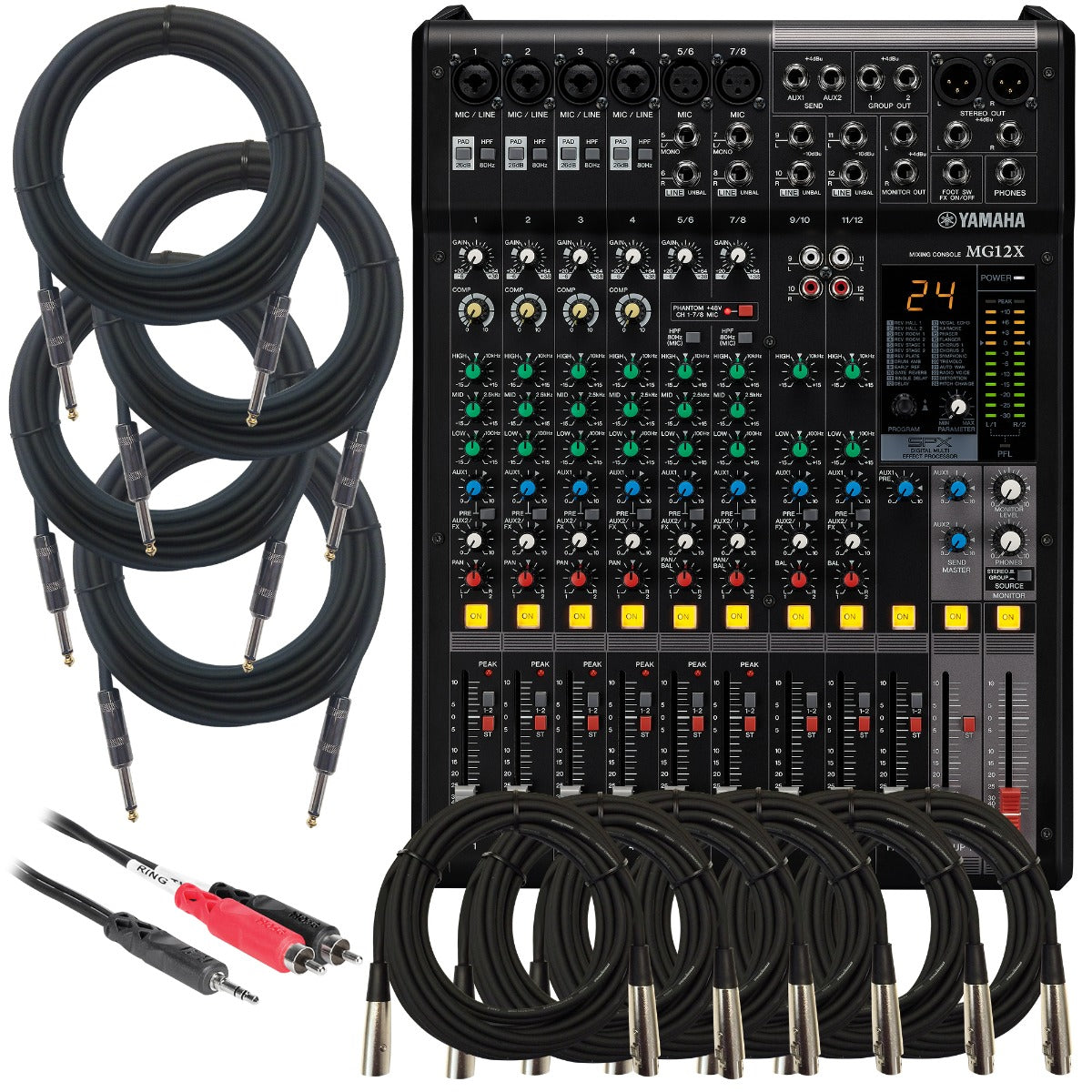 Yamaha MG12X 12-Input Stereo Mixer with Effects CABLE KIT – Kraft Music