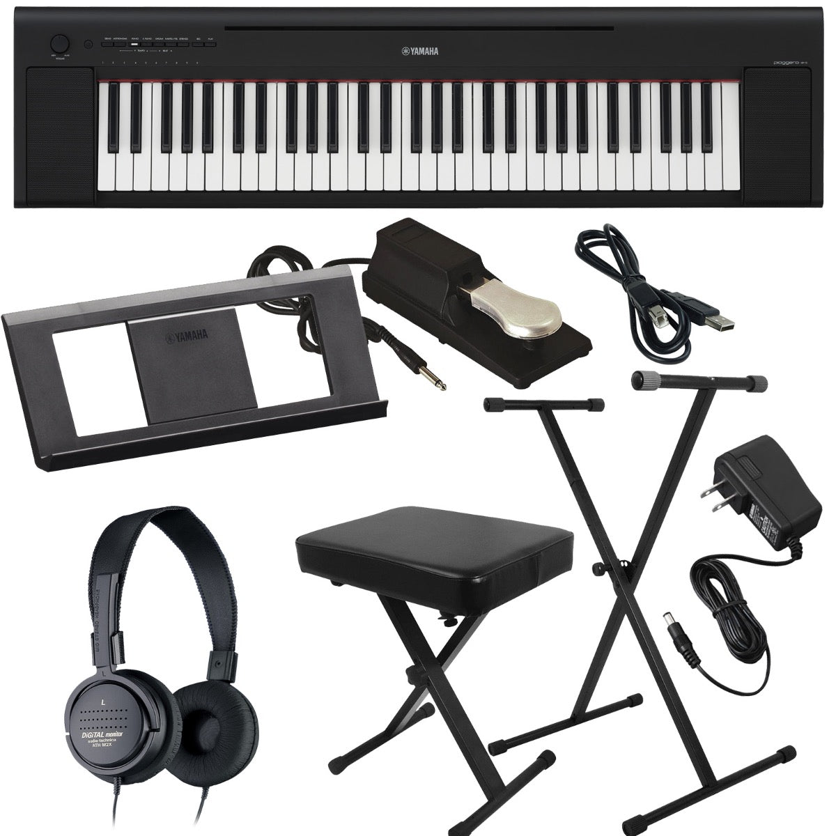 Yamaha Piaggero NP-15 61-Key Portable Keyboard - Black KEY ESSENTIALS –  Kraft Music