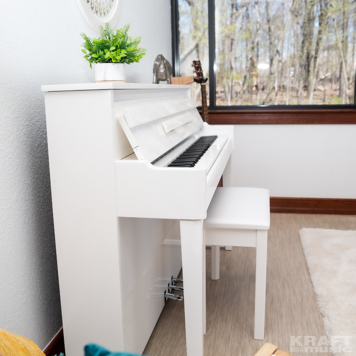 Yamaha AvantGrand NU1X Hybrid Piano - Polished Brilliant White - Side View