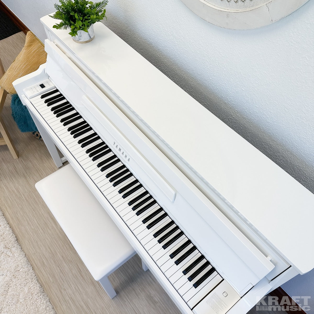 Yamaha AvantGrand NU1X Hybrid Piano - Polished Brilliant White - Top View