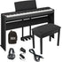 Collage image of the Yamaha P225B Digital Piano - Black COMPLETE HOME BUNDLE