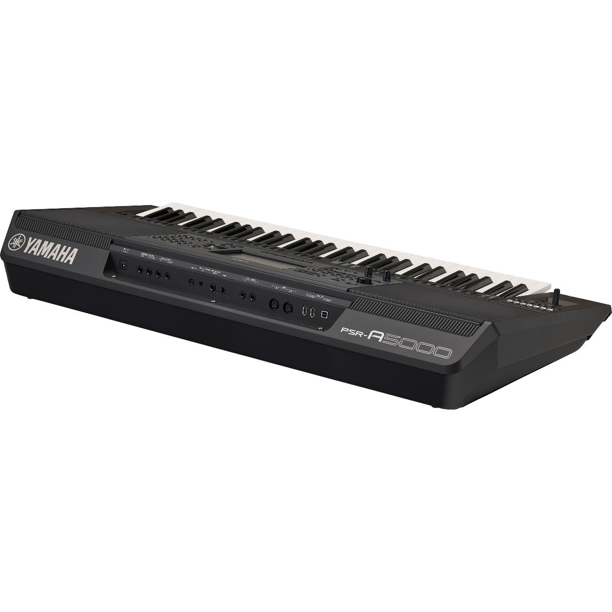 3/4 view of Yamaha PSR-A5000 Arranger Workstation Keyboard showing rear, left side and top