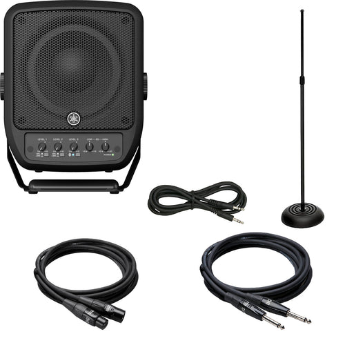 Collage image of the Yamaha STAGEPAS100 6.5" Powered PA with 3 Channel Mixer STAGE RIG