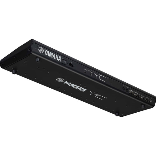 3/4 view of Yamaha YC61 Stage Keyboard and Organ showing bottom, rear and right side