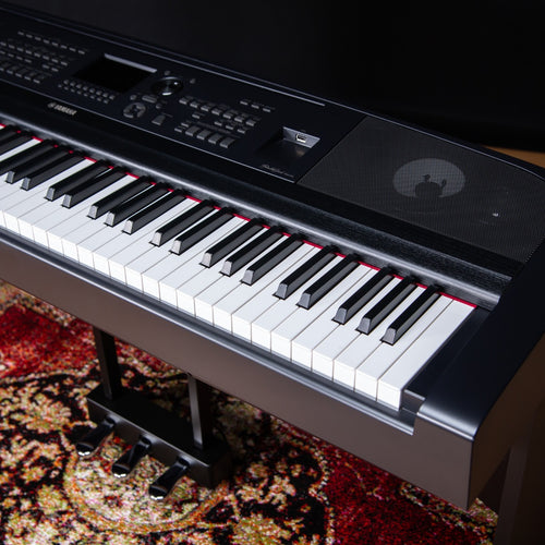 Yamaha DGX-670 with stand on stylish rug
