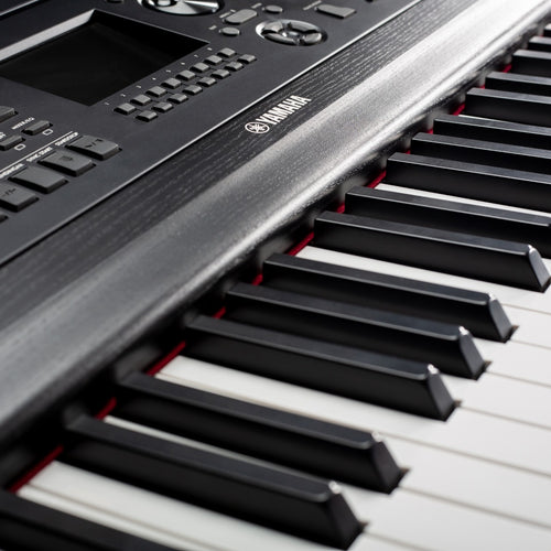 Close-up angle keyboard view of the Yamaha DGX-670