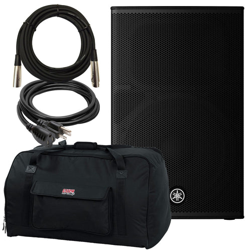 Collage image of the Yamaha DHR15 15" 2-Way Powered Loudspeaker PERFORMER PAK bundle