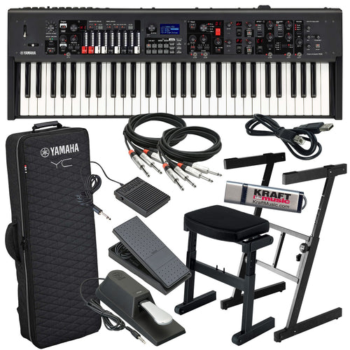 Bundle collage image of Yamaha YC61 Stage Keyboard and Organ STAGE RIG bundle