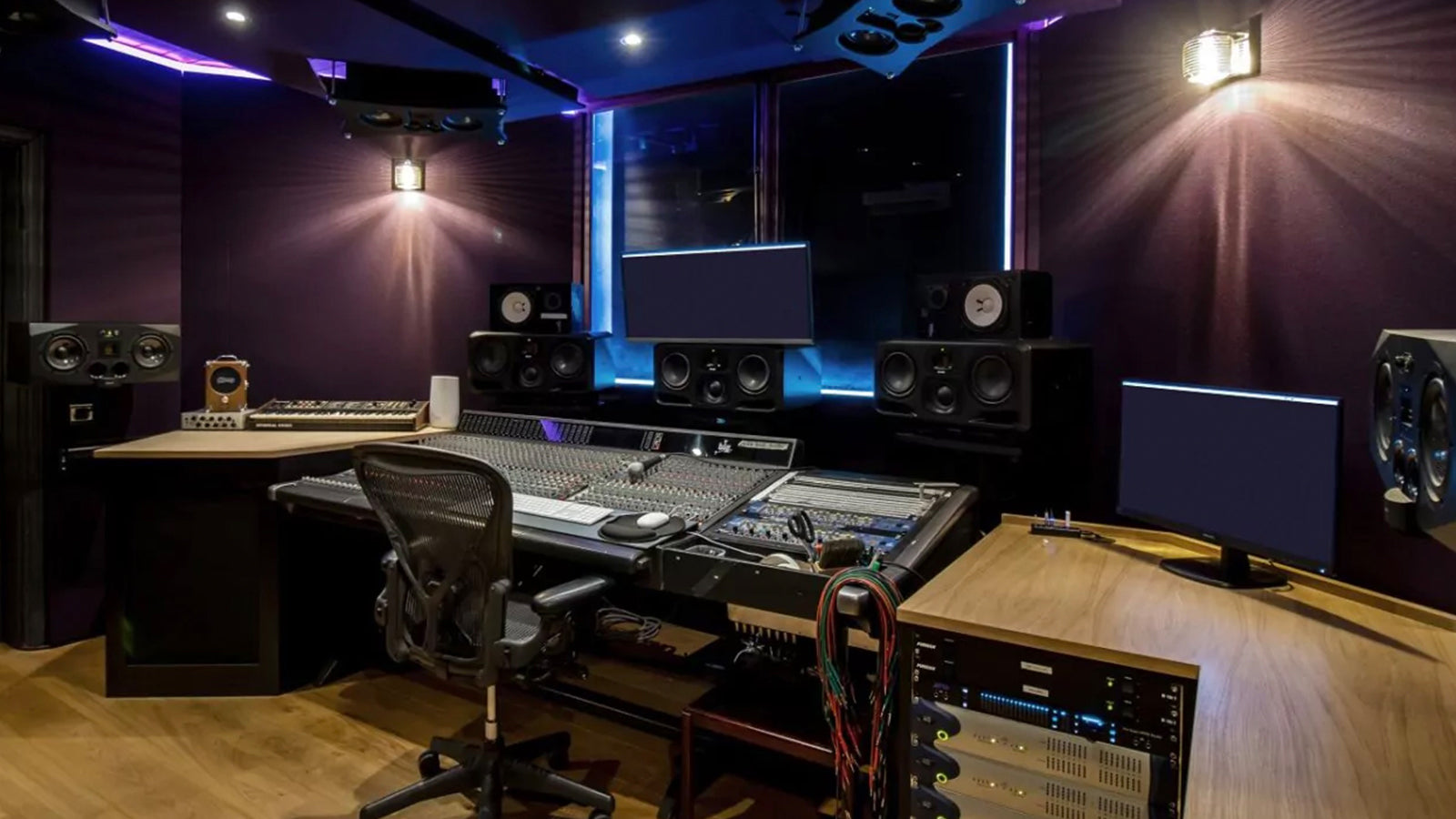 A recording studio with Adam Audio monitors