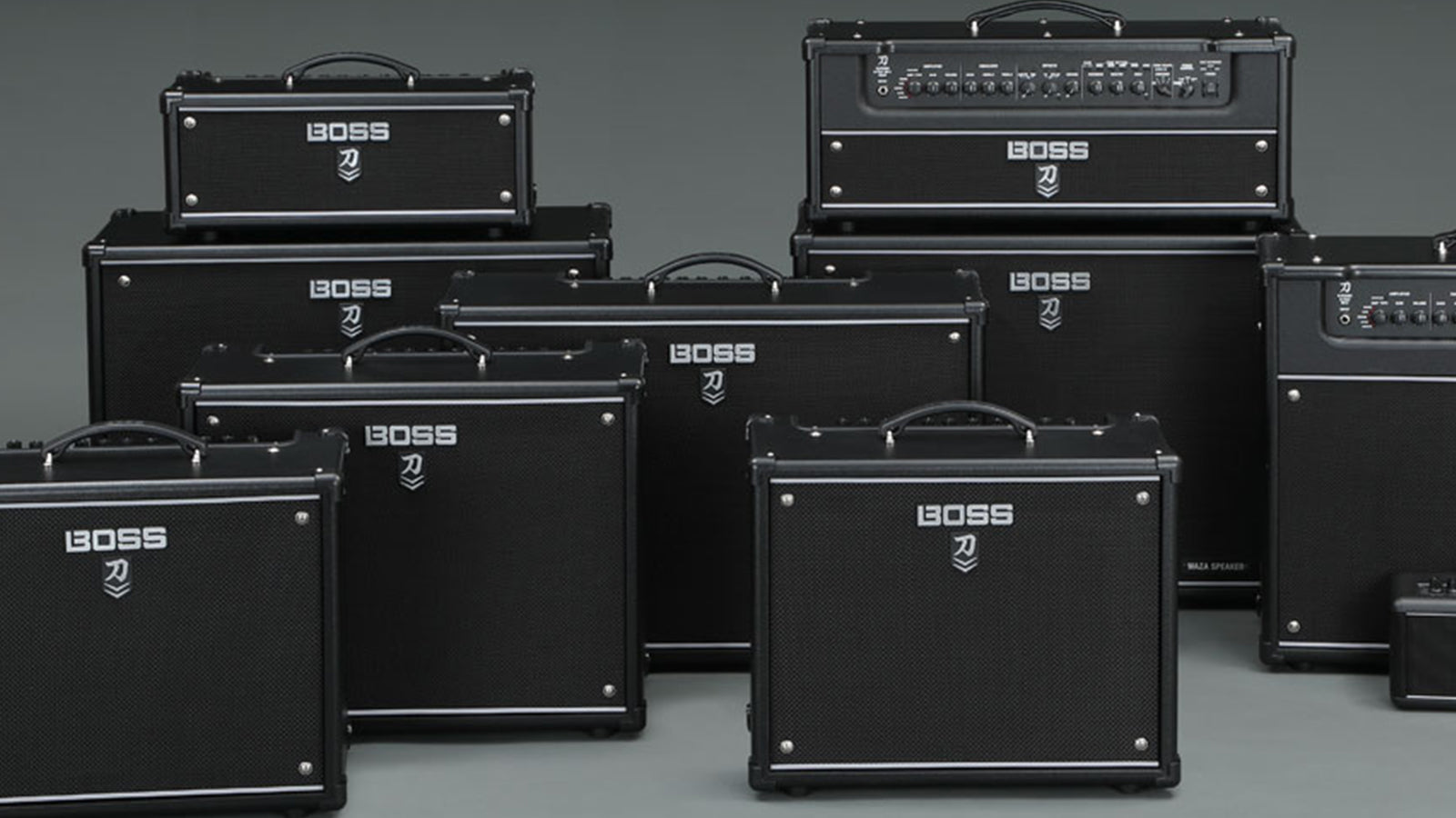 A collection of Boss Katana amplifiers