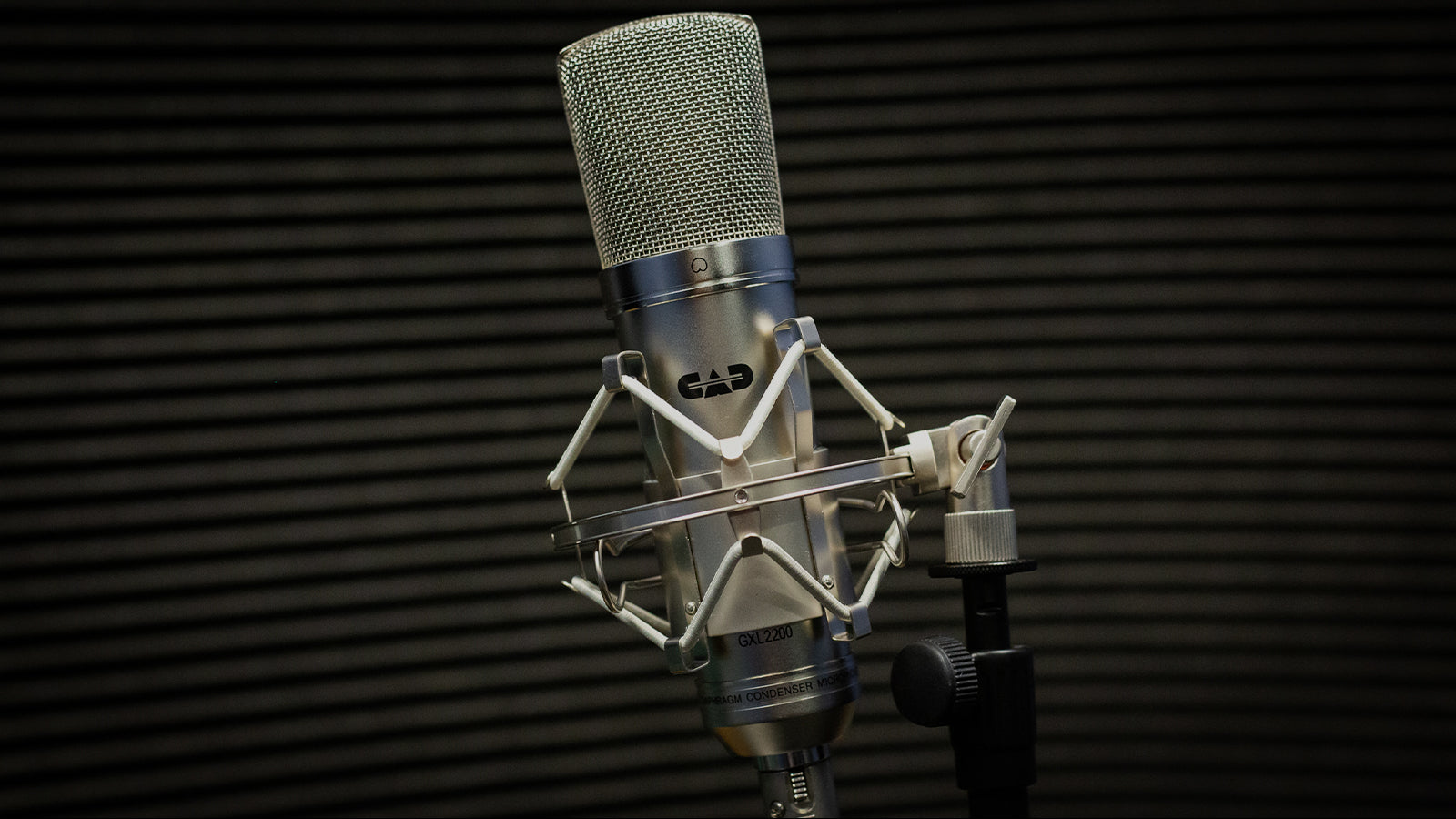 A CAD Audio microphone in a recording studio sound booth