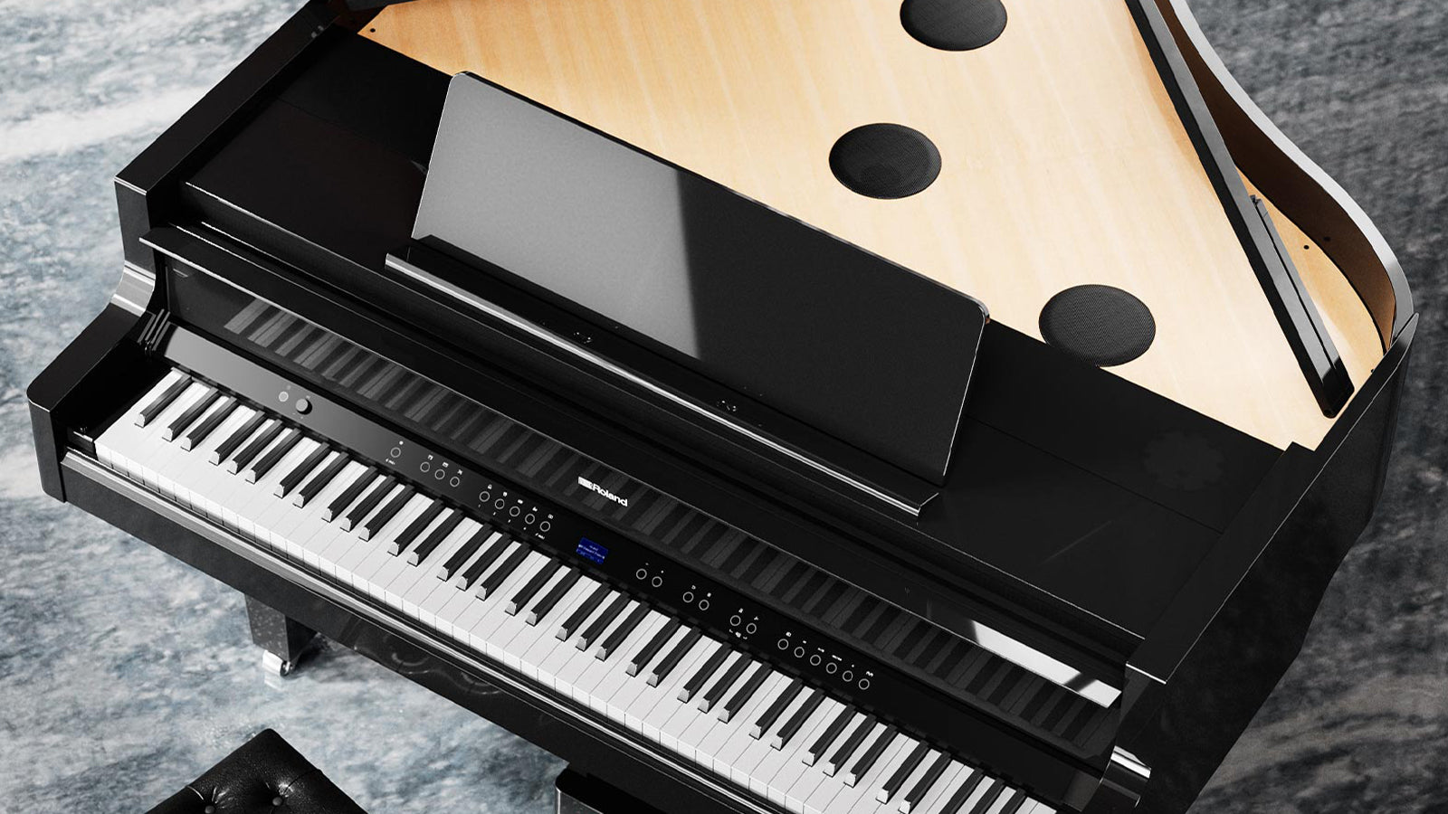 Roland GP-9M digital grand piano with moving keys from above