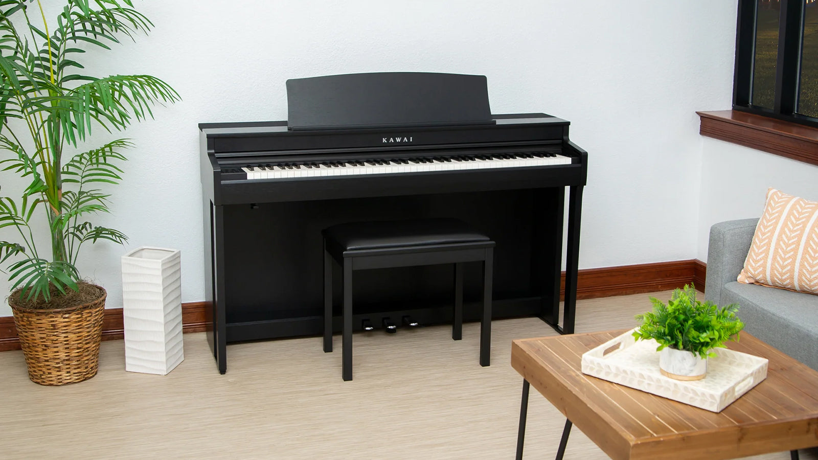 A Kawai CN301 piano in a warm and inviting living space