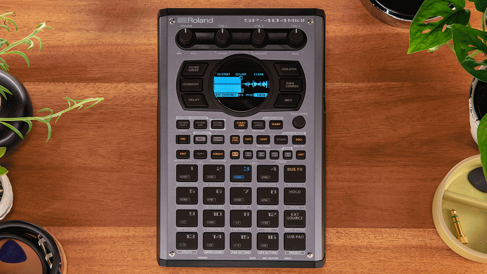 A Roland SP-404MKII on a table
